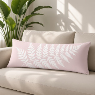 Woodland Inspired Blush Pink White Fern Body Pillow