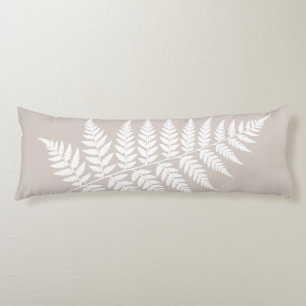 Woodland Inspired Mocha Taupe White Fern Body Pillow