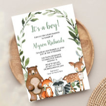 Woodland It's a boy forest friends baby shower