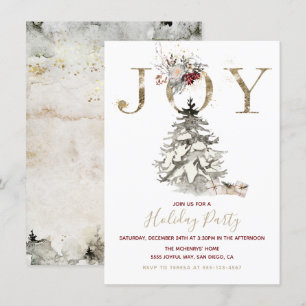 Woodland Joy Christmas Tree Holiday Party Invitation