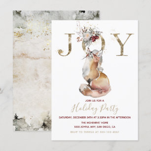 Woodland Joy Red Fox Holiday Party Invitation