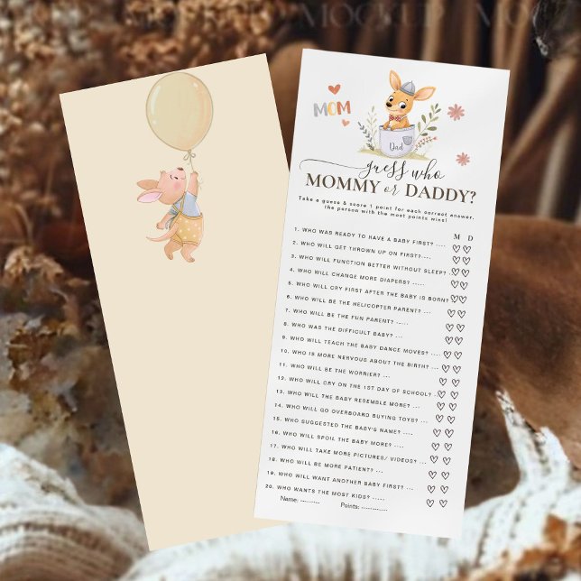 Woodland Kangaroo Guess Mommy or Daddy Baby Shower (Creator Uploaded)