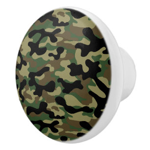 Woodland Khaki Camouflage Ceramic Knob
