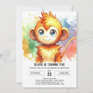Woodland Kids Monkey Birthday Invitation