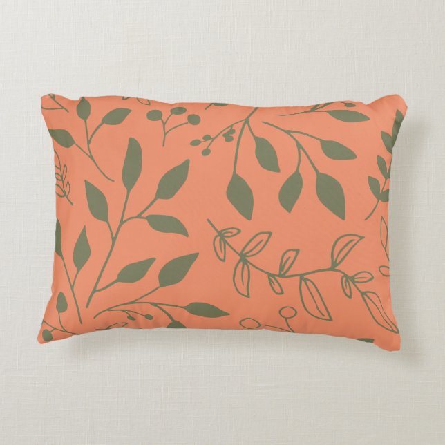 Woodland Leaves Pattern Decorative Pillow (Back)