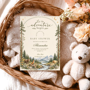 Woodland Let the Adventure Begin Baby Shower Invitation
