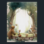 Woodland Let the Adventure Begin Baby Shower   Poster<br><div class="desc">Introducing the Woodland Baby Shower Party Poster! This adorable artwork features a charming woodland scene with a cute bear,  butterfly,  deer,  fox,  squirrel,  raccoon,  hedgehog,  and owl.</div>