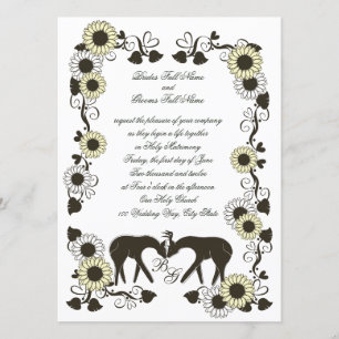 Woodland Love Sunflower Wedding Invitation