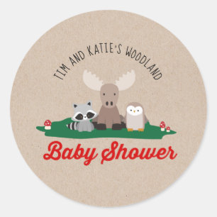 Woodland Lumberjack Baby Shower Animals Stickers