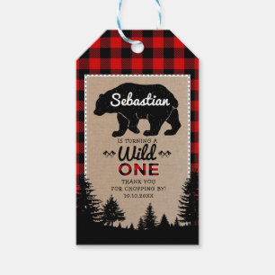 Woodland Lumberjack Bear Wild One 1st Birthday Gift Tags