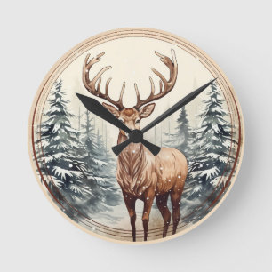 Woodland Majesty Round Clock