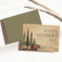 Woodland Mama Bear & Her Cub Vintage Mother's Day 