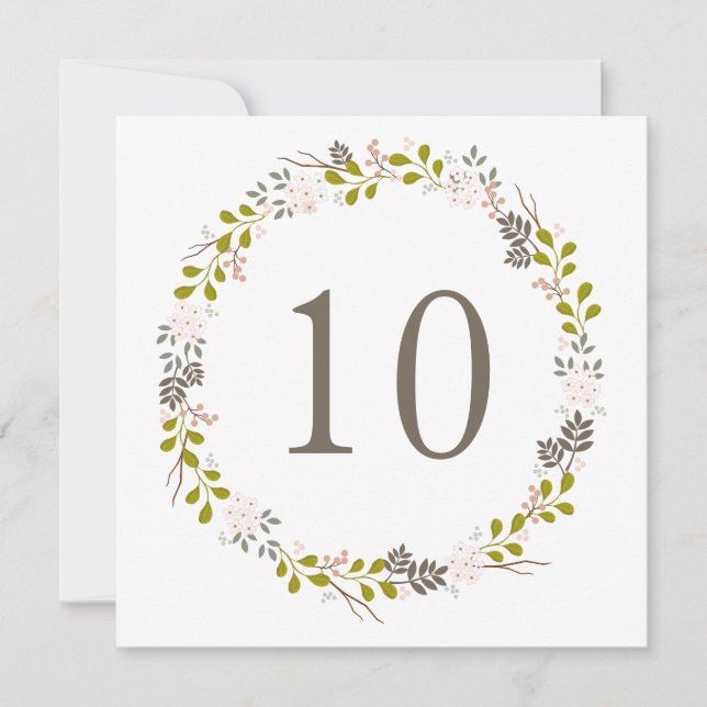 Woodland Mariage Rustique Wreath Numéro de table (Devant)