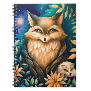 Woodland midnight FOX - magical kids school Notebook