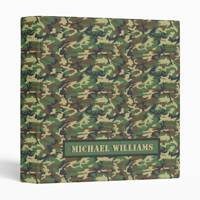 Woodland Militairy Camo Print - Personalized Binder (Front/Spine)