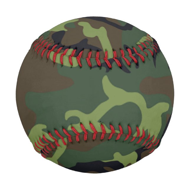 Woodland Military Green Camouflage Pattern Baseball (Front)