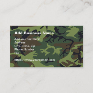 Woodland Military Green Camouflage & QR Code Business Card