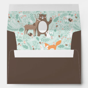 woodland Mint and Orange Baby Shower Envelopes