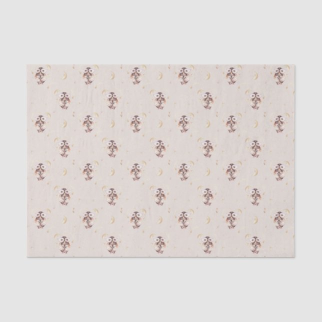 Woodland Mommy and Baby Owl Pattern Baby Shower Tissue Paper (Front)
