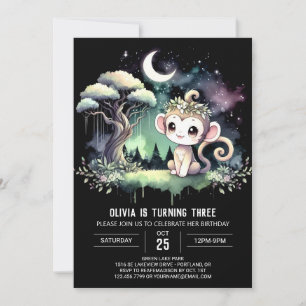  Woodland Monkey Birthday Invitation