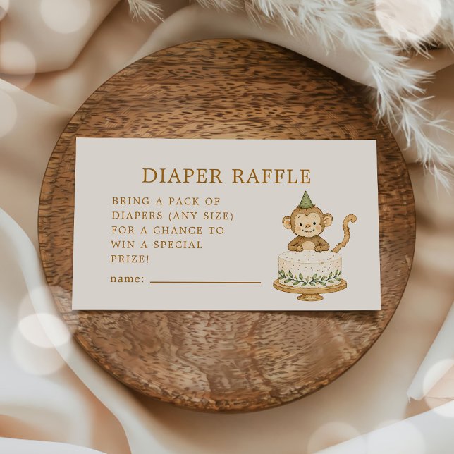 Woodland Monkey Diaper Raffle  Enclosure Card (Creator Uploaded)