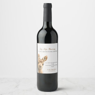 Woodland Moose Baby Shower  Wine Label
