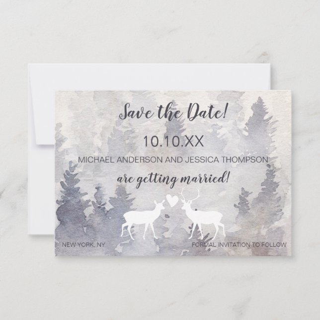 Woodland Mountain Forest Deer Save the Date (Front)