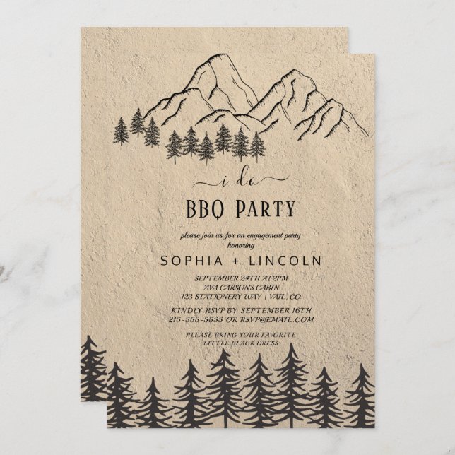 Woodland Mountain 'I Do' BBQ Engagement Party  Invitation (Front/Back)