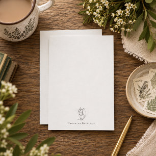 Woodland Mouse Minimal Personalized Note Card