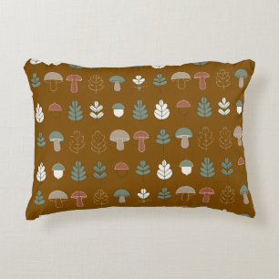 Woodland Mushroom & Acorn Pattern Bedding Accent Pillow