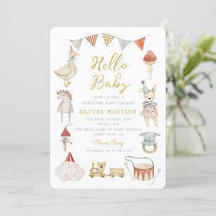 Woodland Mushroom Cottage Old Wood Watercolor Invitation