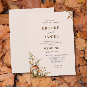 Woodland Mushroom Fern Wedding Invitation