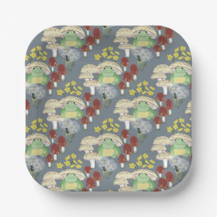 Woodland Mushroom Frogs "Hop Couture" Paper Plate