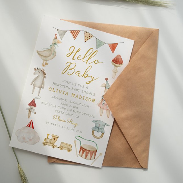 Woodland  Mushroom Toys Baby Shower Whimsical Invitation (Creator Uploaded)