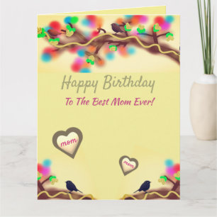 Woodland Nature Birds Mom Happy Birthday Card