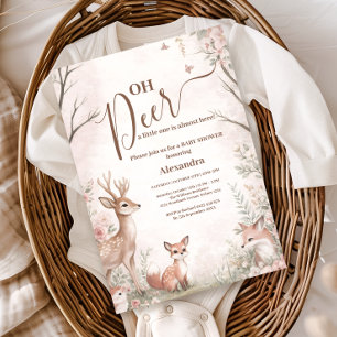 Woodland Oh Deer Girl Baby Shower Invitation
