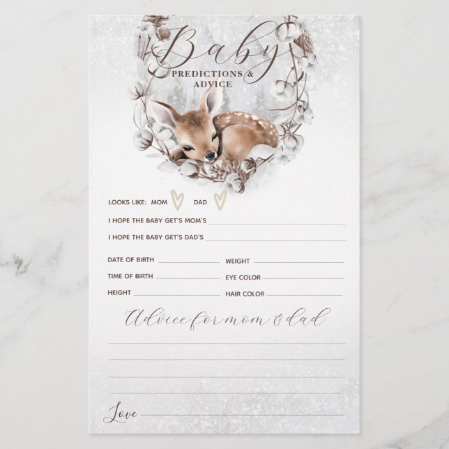 Woodland Oh Deer Winter Baby Shower Game (Front)