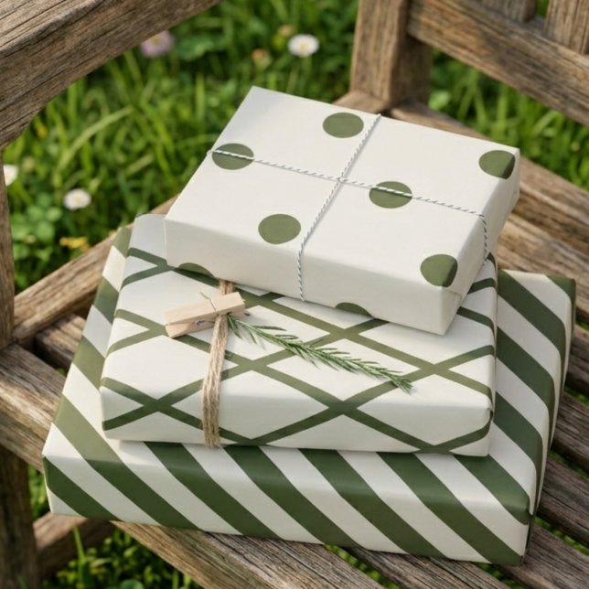 Woodland Olive Cream Rustic 3 Pack   Wrapping Paper Sheet (Creator Uploaded)