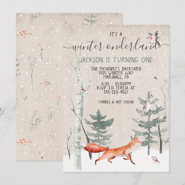 Woodland Onderland Birthday Party Invitation (Front/Back)