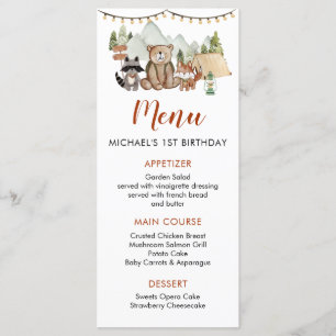 Woodland One Happy Camper First Birthday Menu