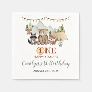 Woodland One Happy Camper First Birthday Paper Napkin