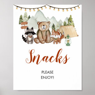 Woodland One Happy Camper First Birthday Snacks Poster