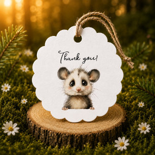 Woodland Opossum Baby Shower • Neutral Favour Tags