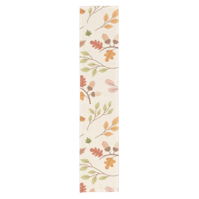 Woodland Owl Autumn Theme Neutral Background Short Table Runner (Front)