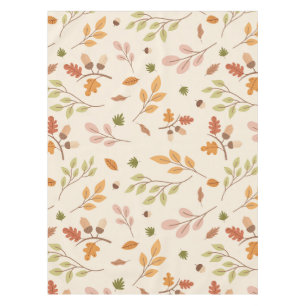 Woodland Owl Autumn Theme Neutral Background Tablecloth