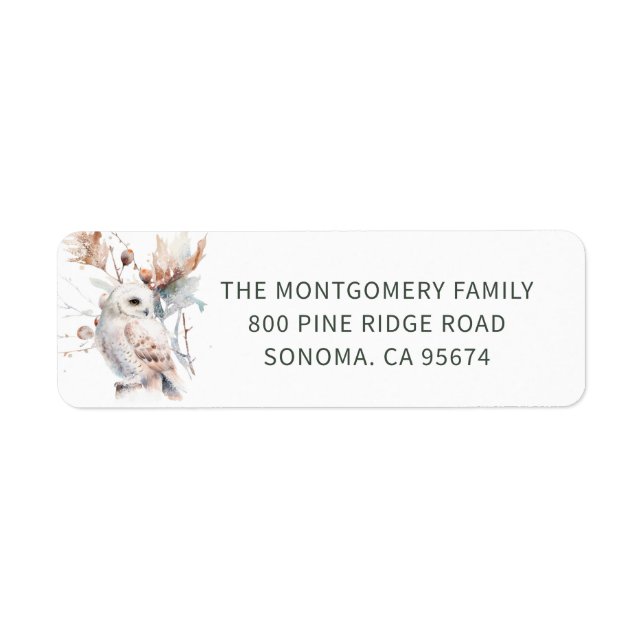 Woodland Owl Christmas Return Address (Front)