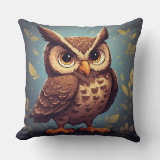 Woodland Owl For Bird And Nature Lovers Throw Pillow