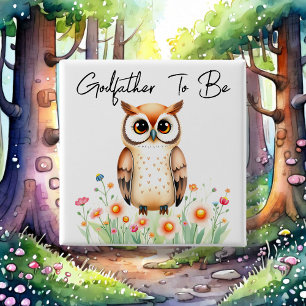 Woodland Owl Godfather To Be Baby Shower 2 Inch Square Button