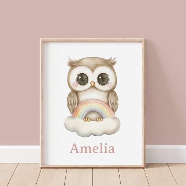Woodland Owl On A Boho Rainbow Nursery Wall Poster (Creator Uploaded)