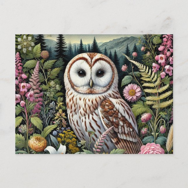 Woodland Owl Postcard | Majestic Forest Owl Art (Front)